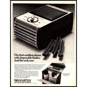 1970 Remington Lektro Blade Shaver Electric Razor Vintage Print Ad Wall Art